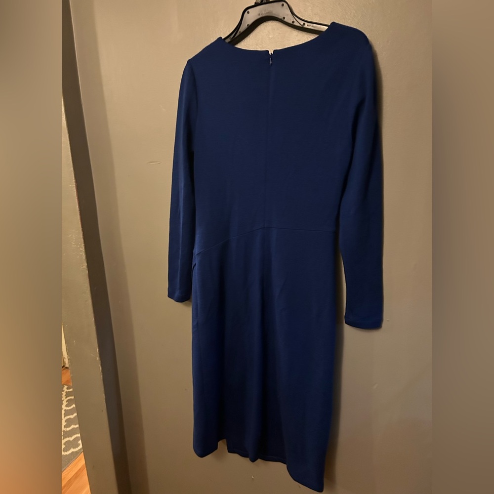 Lafayette 148 Dress - 100% Virgin wool Royal blue cowl neck long sleeve - Picture 5 of 10